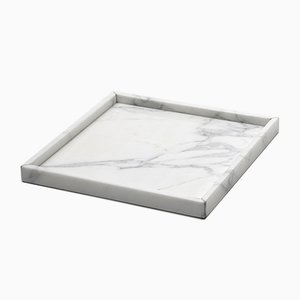 Squared White Carrara Marble Tray from Fiammettav Home Collection