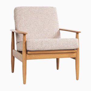 Midcentury Danish easy chair in solid beech and new fabric 1960s