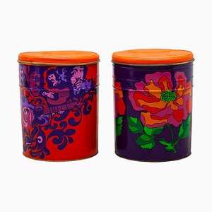 Tabourets Pop-Art Flower Power, 1968, Set de 2