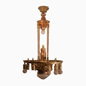 Antique Two-Tone Copper Wheel Chandelier