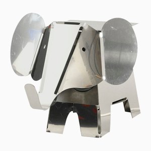 Postmoderne schwere Metall Elefant Stehlampe aus Chrom, 1980er