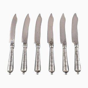 Danish Knives in Silver 830 with Flower Chisels, 1918, Set of 6