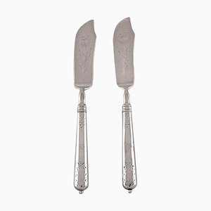 Danish Fish Knives in Silver 830 with Flower Chisels, 1918, Set of 2