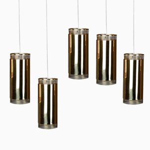 Vintage Small Brass Pendant Lights, Set of 5