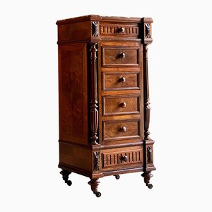 Antique French Walnut and Marble Nightstand, 1890s