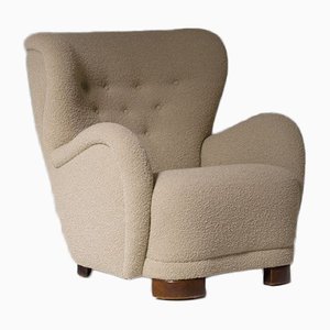 Danish Bouclé Lounge Chair, 1940s