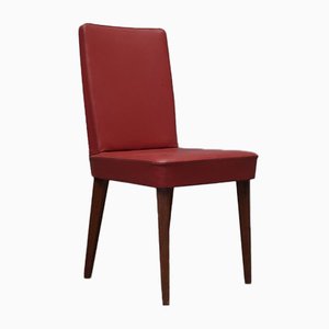 Set of Mid-Century Italian Bologna Red Leather Chairs from Anonima Castelli, 1960s
