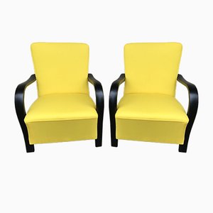 Set of Art Deco Yellow Armchairs, 1920s