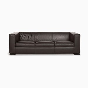 3-Sitziges Camin Sofa aus Braunem Leder von Wittmann