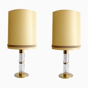 Large Mid-Century Glass and Brass Table Lamps from Kaiser Idell / Kaiser Leuchten, 1960s, Set of 2