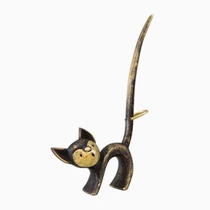 Brass Cat Figurine Ring Holder by Walter Bosse for Herta Baller, 1950s