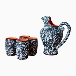 Set de Pichet et Tasses Vintage en Céramique par Marius Musarra pour Mabyjo, 1970s, Set de 5