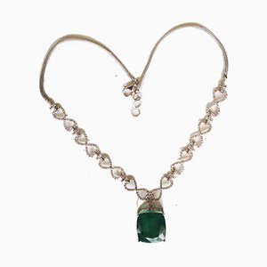 Gold Halskette 18k Smaragd und Diamanten von 25 Karat