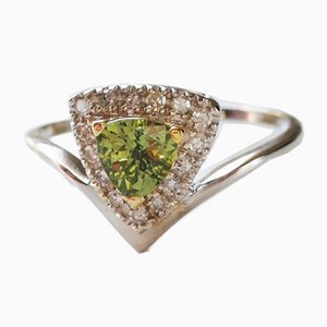 Ring in Natural Green Sapphire Gold Diamond