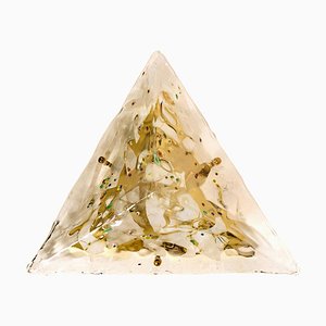 Gold-Plated Pyramide Flush Mount by Venini, Italy, 1980s