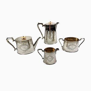 Viktorianisches Versilbertes Tee- und Kaffeeservice von George Shadford Lee & Henry Wigfull, 4er Set
