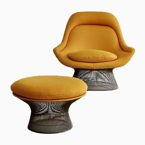 Poltrona e poggiapiedi di Warren Platner per Knoll Inc./Knoll International, 1966, set di 2