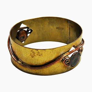 Brazalete Mid-Century de latón y cobre de Anna-Greta Eker, Noruega, años 60