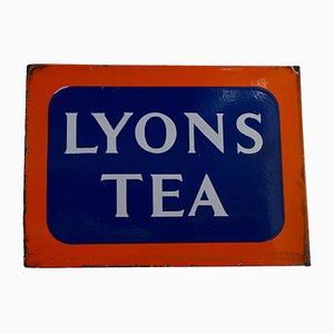 Señal publicitaria de té de Lyons de doble cara esmaltada de Lyons Tea, años 30