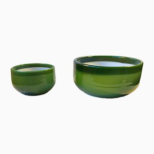 Green Palet Snack and Salad Bowls by Michael Bang for Holmegaard, 1970s, Set of 2