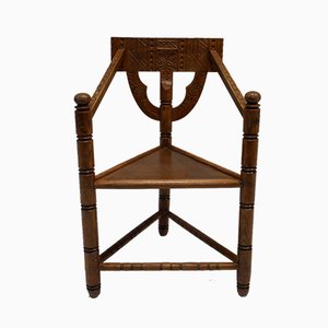 Mid-Century Swedish Carved Monk Chair, 1950s