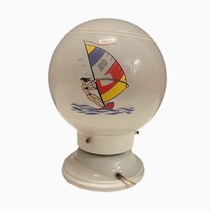 Lámparas de mesa Mid-Century de vidrio opalino, años 70. Juego de 2