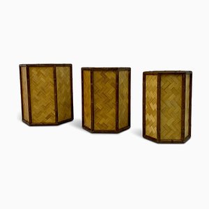 Rattan and Bamboo Planters, 1970s, Set of 3