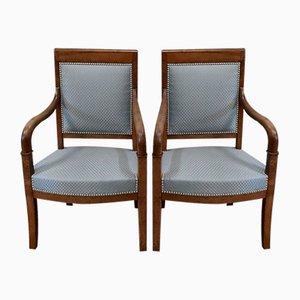 Fauteuils Directoire en Noyer Clair, Set de 2