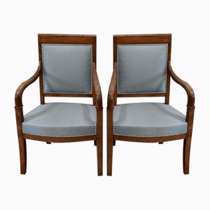 Set de Fauteuils Antiques Directoire en Noyer Clair