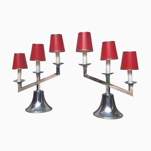 Art Deco Chrome Table Lamps from Devis, 1920s, Set of 2