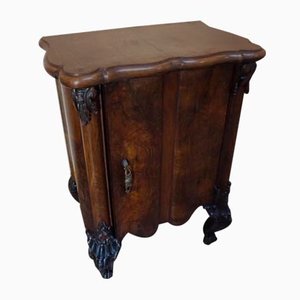 Italian Baroque Rococo Walnut Burl Nightstand, 1850s