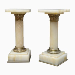 Colonne antiche vittoriane in marmo bianco, set di 2