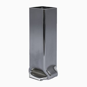 Square Chrome Tall Pressure Vase by Tim Teven Studio