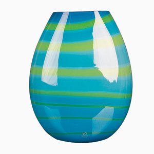 Oval Vase Under the Big Sea in Turquoise Glass from VGnewtrend