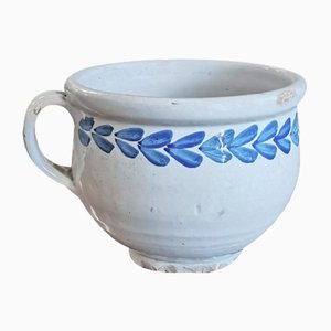 Italienische glasierte italienische Vintage Vase in Weiß und Blau Nr. 800
