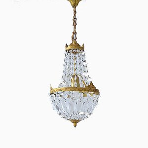 Lustre Style Empire Vintage en Cristal, Italie, 1950s