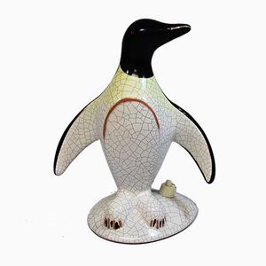 Lampada da tavolo a forma di pinguino Art Deco in ceramica, anni '40