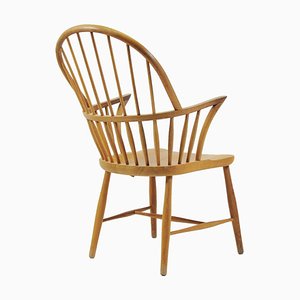 Komplett restaurierter dänischer CH 18A Stuhl mit hoher Rückenlehne aus Eiche von Frits Henningsen für Carl Hansen & Søn, 1960er