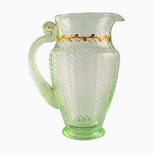 Jug in Mouth-Blown Light Green Art Glass by Emile Gallé