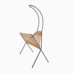 Portariviste grande Mid-Century in metallo e tela