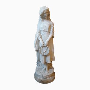 Large Antique Alabaster Figure of a Young Woman by Curriny, 1900s