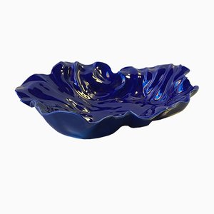 Blue Freeform Natura Dish by Ole Kortzau for Royal Copenhagen, 1990s