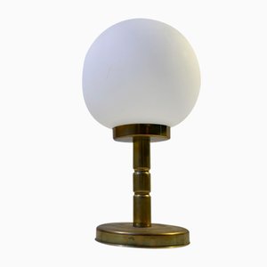 Mid-Century Danish Opaline Glass & Brass Table Lamp from ABO, 1970s