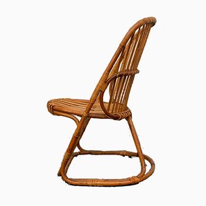 Italian Bamboo and Wicker Lounge Chair, 1960s