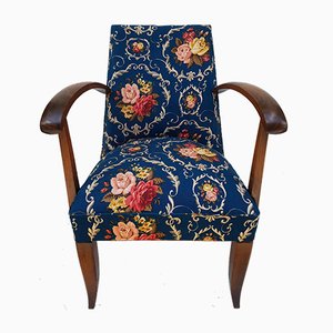 Teal Floral Lounge Chairs, 1950s, Set of 2