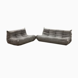 Graues Togo 2-Sitzer & 3-Sitzer Sofa Set von Michel Ducaroy für Ligne Roset, 1970er, 2er Set