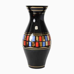 Mid-Century German Black Glass Vase from VEB Kunst-Glas Wasungen, 1950s