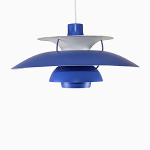 Lámpara colgante modelo PH5 en azul y rojo de Poul Henningsen para Louis Poulsen, 1992