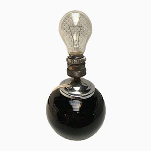 Black Glass Table Lamp, 1970s