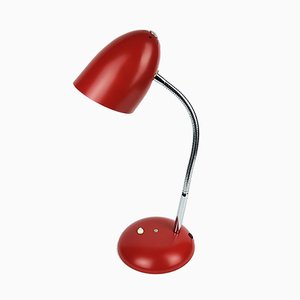 Lámpara de mesa Bauhaus de metal rojo, años 50